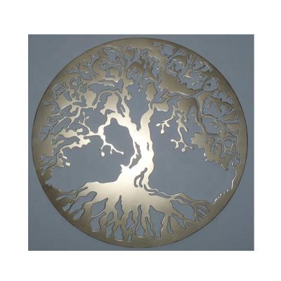 China Eco - Friendly Custom Design Decorative Metal Wall Art Decor Round Tree for sale