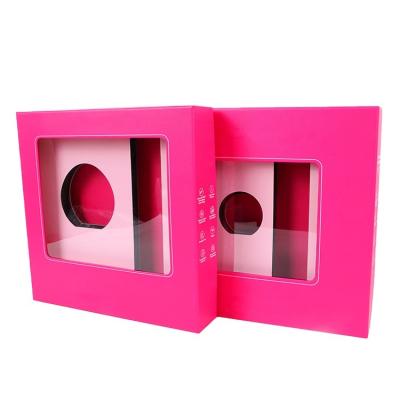 China Factory Wholesale Recycled IDEAR Materials Custom Design Logo Cosmetic Box Packaging Pink Cheap Small Paperboard With Window For Face Wash for sale