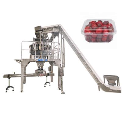 Chine High efficient automatic cherry tomato box packing machine kumquat cumquat clamshell packing line with 14 head balance weigher à vendre