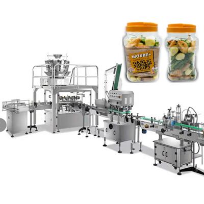 China Fually automatic weighing CE plastic jar tin can filling sealing sealing sweet potato taro dasheen slice banana fries bottle jar packaging machines for sale