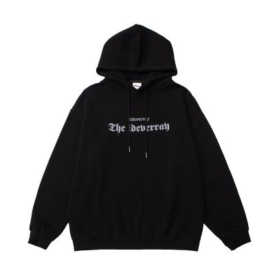 China Anti-wrinkle street style checkerboard hoodie black simple letter printing men's hoodie men's hip-hop hoodie for sale