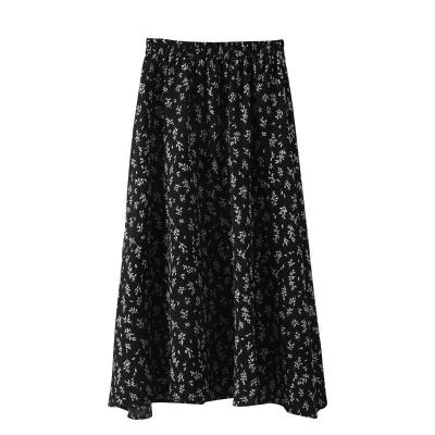 China 2021 New High-waisted All-match Slim Anti-static French Floral Women's A-Line Skirt Mid-Length Skirt for sale