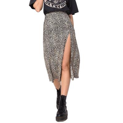 China High Waist Anti-Static Midi Skirt Split Skirts 2021 Leoprad Print Skirt Streetwear Summer Woman A Line Long Skirts for sale