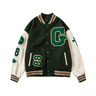 China QUICK DRY Men's Hip Hop Varsity Hip Hop Letters Furry Jackets Women's College Color Block Embroidery Jacket Fashion Unisex Baseball Coats for sale