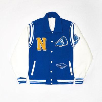 China 2021 New Streetwear Women's College Long Sleeve Bomber Print Baseball Jackets QUICK DRY Blue American Football Jacket for sale