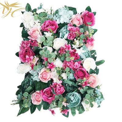 China Hot Selling Silk Flower Artificial Flowers Wedding With Background Wall Artificial Flowers Decorative Silk Hydrangea Rose for sale