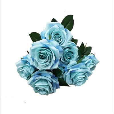 China Best Selling 10 Head of Silk Flowers Artificial Rose Flowers for Wedding Home Decor Indoor Roses for sale