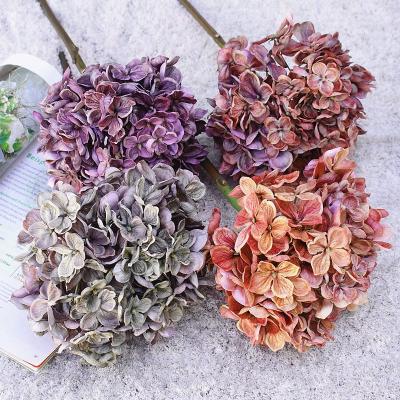 China Hot Selling Wholesale Artificial Real Hydrangea Silk Touch Silk Flower Artificial Flowers For Wedding Home Decoration for sale