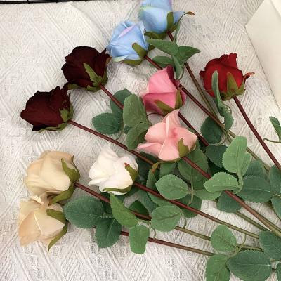 China Hot Sale Silk Flower Artificial Flower Factory Price Velvet Rose For Artificial Flower Wedding Home Decor for sale