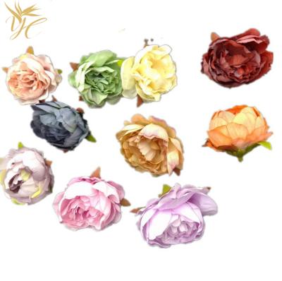 China Wholesale 4cm Silk Rose Artificial Flower Heads Buds DOY Headdress Materials For Wedding Decoration for sale