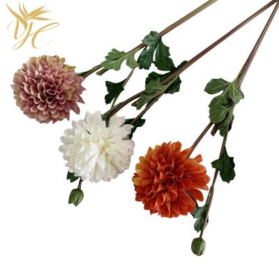 China Real silk high quality wholesale artificial dahlia touch flower wedding decoration with 2 branches for sale