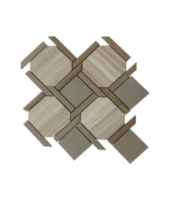 China Irregular Wood Grain Parquet Stone Mosaic for sale