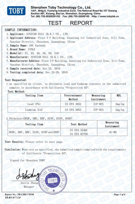 REACH - Sunstar Digi (h.k.) Co. Limited