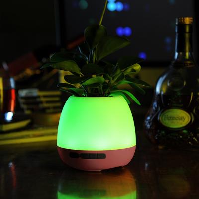 China Factory Home Smart Pots Flower Phone Function Light Music Night Light Speaker Humidifier Rechargeable Indoor Led Flowerpot for sale