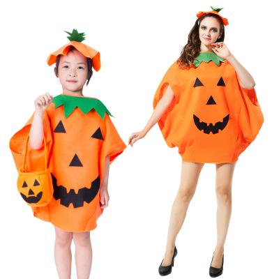 China Family Halloween Costumes Coat Halloween Pumpkin Costume Set Family Party Cosplay Unisex Pumpkin Coat For Adult Kid Children for sale