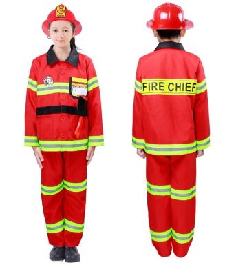 China Cosplay Career Halloween Costume Pretend Dress Up Red Firefighter Fire Chief Set Firefighter Equipment Career Day Role Play Costume For Kids for sale