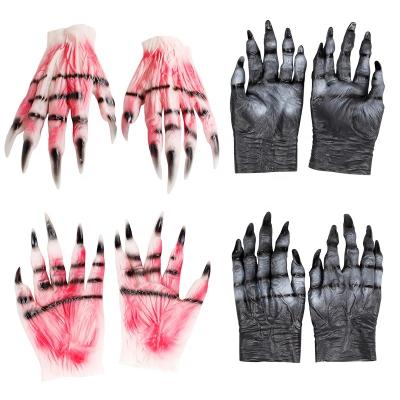 China Party Role Playing Werewolf Gloves Monster Glove Scary Halloween Cosplay Costume Props Horror Devil Vampire Paw Gloves for sale