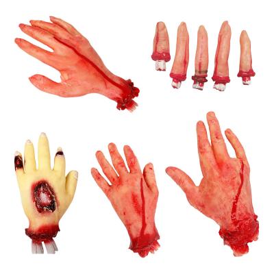 China Fake Vinyl Bloody Hands Arms Split Scary Broken Fingers for Haunted House Decoration Halloween Party Props for sale