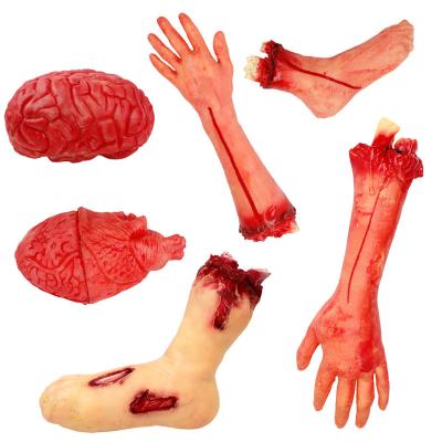 China Bloody Scary Leg Brain Heart Haunted House Vinyl Halloween Fake Hand Decoration Supplies Tricky Horror Props for sale