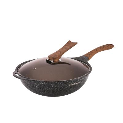 China China Factory 32CM Stone Sustainable Aluminum Black Non Stick Fry Pan for sale