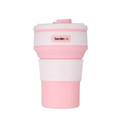 China Factory Price 350ml Quality Quality Travel Viable Portable Silicone Cup Folding Mugs for sale