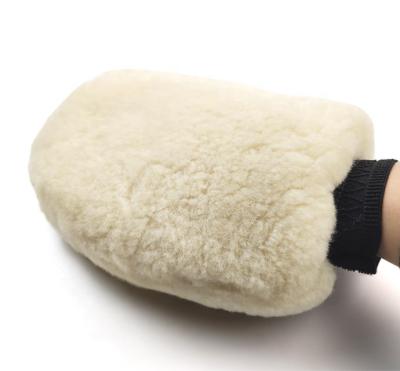 China 100% wool wool wash mitt, sheepskin cleaning mitt, lamb car wash mitt for sale