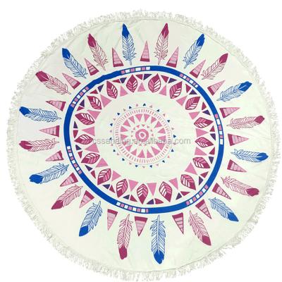 China Yoga 100% QUICK DRY Polyester Mat Mandala Round Beach Towel With Tassle for sale