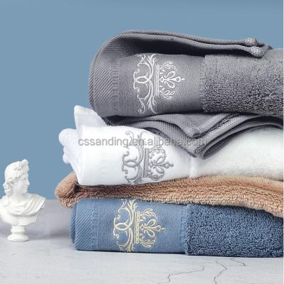 China Hotel Wholesale 16S 100% Egyptian Cotton 3pcs Set Super Soft Quality Durable Hotel Towel Sets for sale