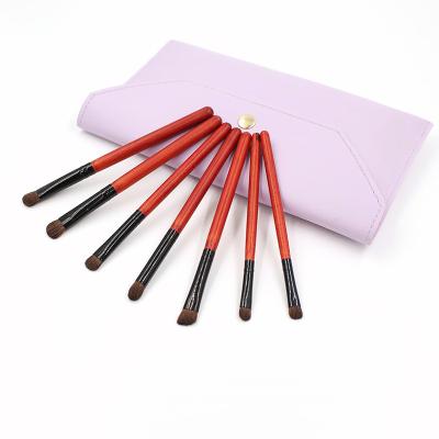 China Makes Apply Makeup Wholesale 7 Pcs Red Cosmetic Make Up Brush Kit Private Label High Quality Makeup Brushes for sale