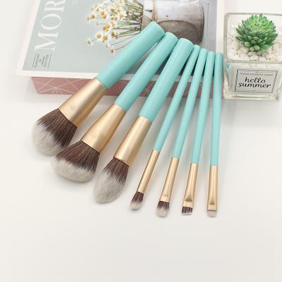 China Makes Apply Makeup Luxury Full 7 Pieces Professional Private Label Makeup Brush Logo Blue Make Up Brushes Custom Made With Brass Ferrule for sale