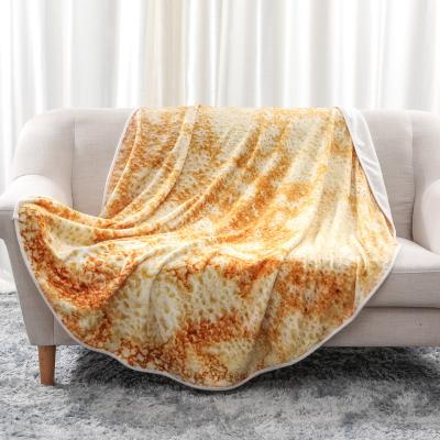 China Creative Simple Mexican Crepe Pizza Flannel Factory Supply Bun Round Tortilla Blanket for sale