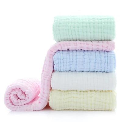 China Factory Wholesale Sustainable 100%organic Cotton Solid Color 6 Baby Diapers Muslin Blanket Wrinkle for sale