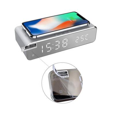 China Radio Charging 2021 Best Selling Custom Logo 3-in-1 Digital Alarm Clock Wireless Charger for sale