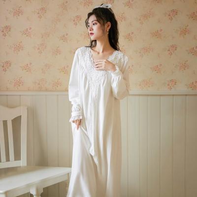 China QUICK DRY Long Sleeve Style Cotton Spring Nightgown Large Size Soft Princess Loose Home Wear Retro Suitable For Fall Daily Wear for sale