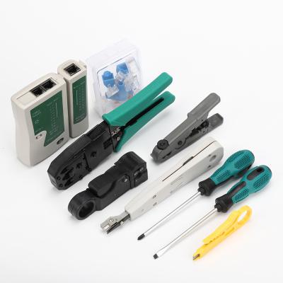 China Network Wiring DIY Tool Cable Tester Pliers Wire Stripper Network Cabling Diy Repair Lan Tool Kit for sale