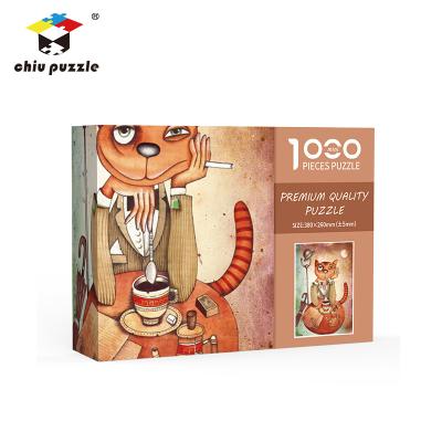 China Playful Game Customized Funny DIY Kids 1000 Pieces Gentleman Paper Cat Puzzle For Adults Puzzle Games for sale