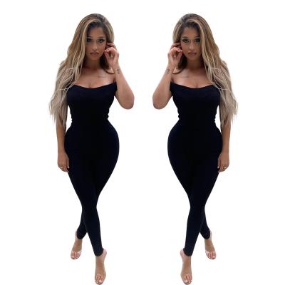 China Summer Breathable Off The Shoulder Women Romper Bodycon Long Pants Skinny One Piece Jumpsuit Women Overalls for sale