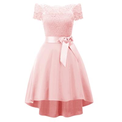 China 2020 New Style Bow Lace Washable Women Party Dresses Off The Shoulder Women Dresses for sale