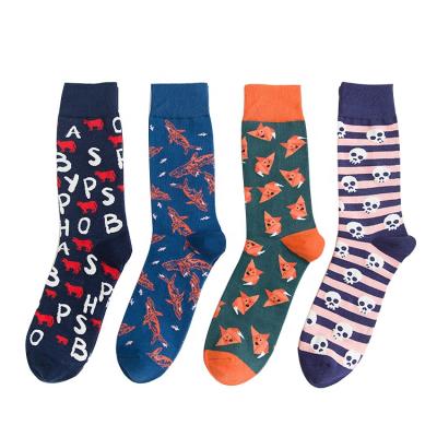 China Autumn and winter street trend long cartoon jacquard cartoon socks men's antibacterial cotton socks for sale