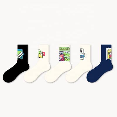 China Anti-Foul Novelty Cute Graffiti Noise Cartoon Combed Cotton Seamless Crew Socks Iconic Art For Unisex Men for sale