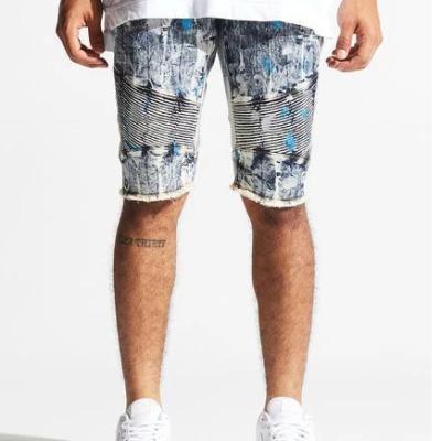 China QUICK DRY Hot Sell High Quality Jean Shorts With Panel Stitch Hand Painted Denim Shorts for sale