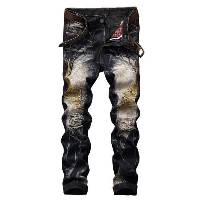 China 2021 new fashionable QUICK DRY fabric popular embroidery heavy skinny washed jeans for sale