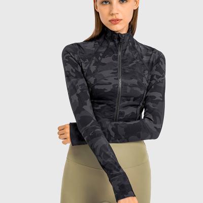 China High Quality Breathable Workout Sports Fitness Sheath Long Sleeve Breathable Yoga Wicking Yoga Jackets Pullover Top Zipper Long Sleeve Crop for sale