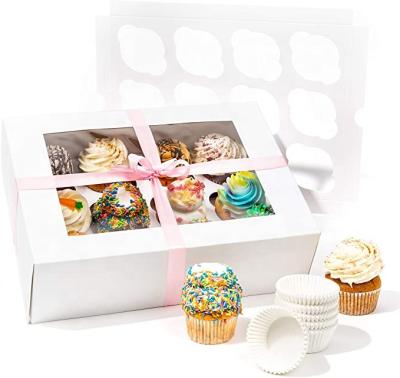 China Recyclable Cupcake Boxes Boite De Gateau 2/4/6 Party Holes Transparent Muffin Cup Cake Boxes With Clear Window for sale