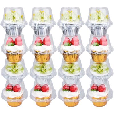 China Disposable Stock Clear Plastic Food Cup Cake Container With Lid Box 1 2 4 6 12 24 Holes for sale