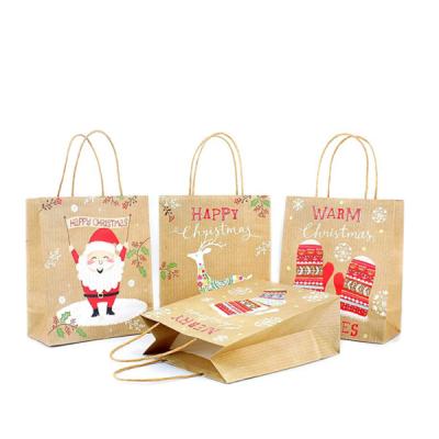 China New Design Handmade Recycle Kraft Paper Christmas Gift Bag For Christmas Gift Shopping Paper Bag for sale