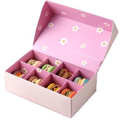 China Recycled Materials Custom Printed Cookie Packaging Box Luxury Dessert Macaron Boxes 6pcs French Macaron Packaging Box for sale