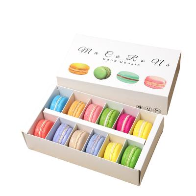 China Custom Recycled Materials Logo 12 Holes Food Cookie Macaron Packing Case Macaron Pastry Box Cake Paper Container Boxes With Clear Window And Grid for sale