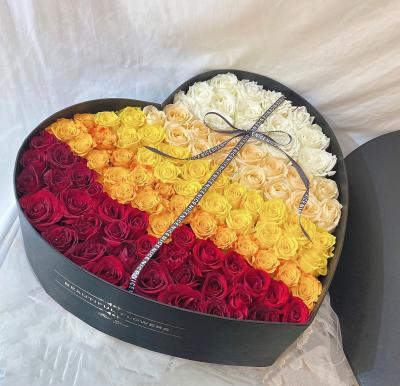 China 2022 Wedding Handmade Exquisite Heart Roses Flowers Forever Form Flower Box Birthday Gift Bouquet Wrapping Box for sale