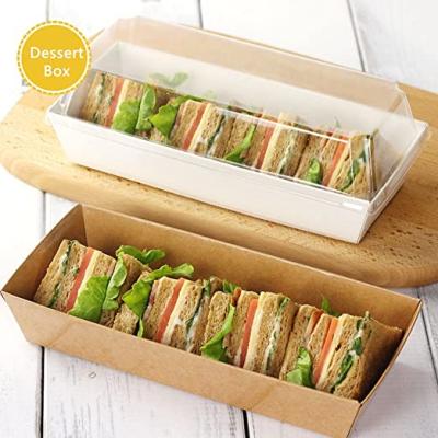 China Wholesale Recycled Materials 100 Sets Food Paper Box With Lids Rectangle Clear Food Packaging Disposable Take Out Box for sale